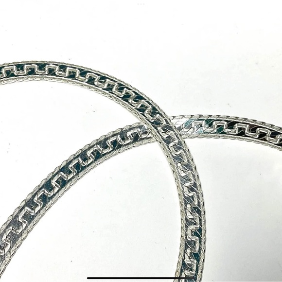 Italian Sterling Silver Greek Key Herringbone Necklace 5.5mm Wide - Picture 2 of 7